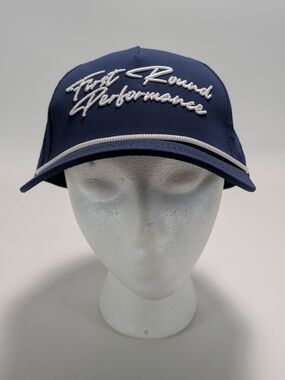 First Round Performance Navy Blue Golf Water Resistant Breathable Rope Hat